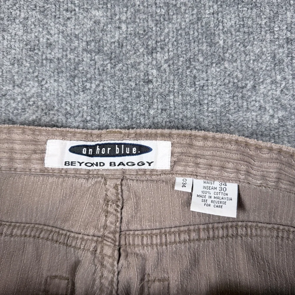Vintage Anchor Blue Beyond Baggy Corduroy Pants Mens 34x30 Brown Wide Leg Y2K